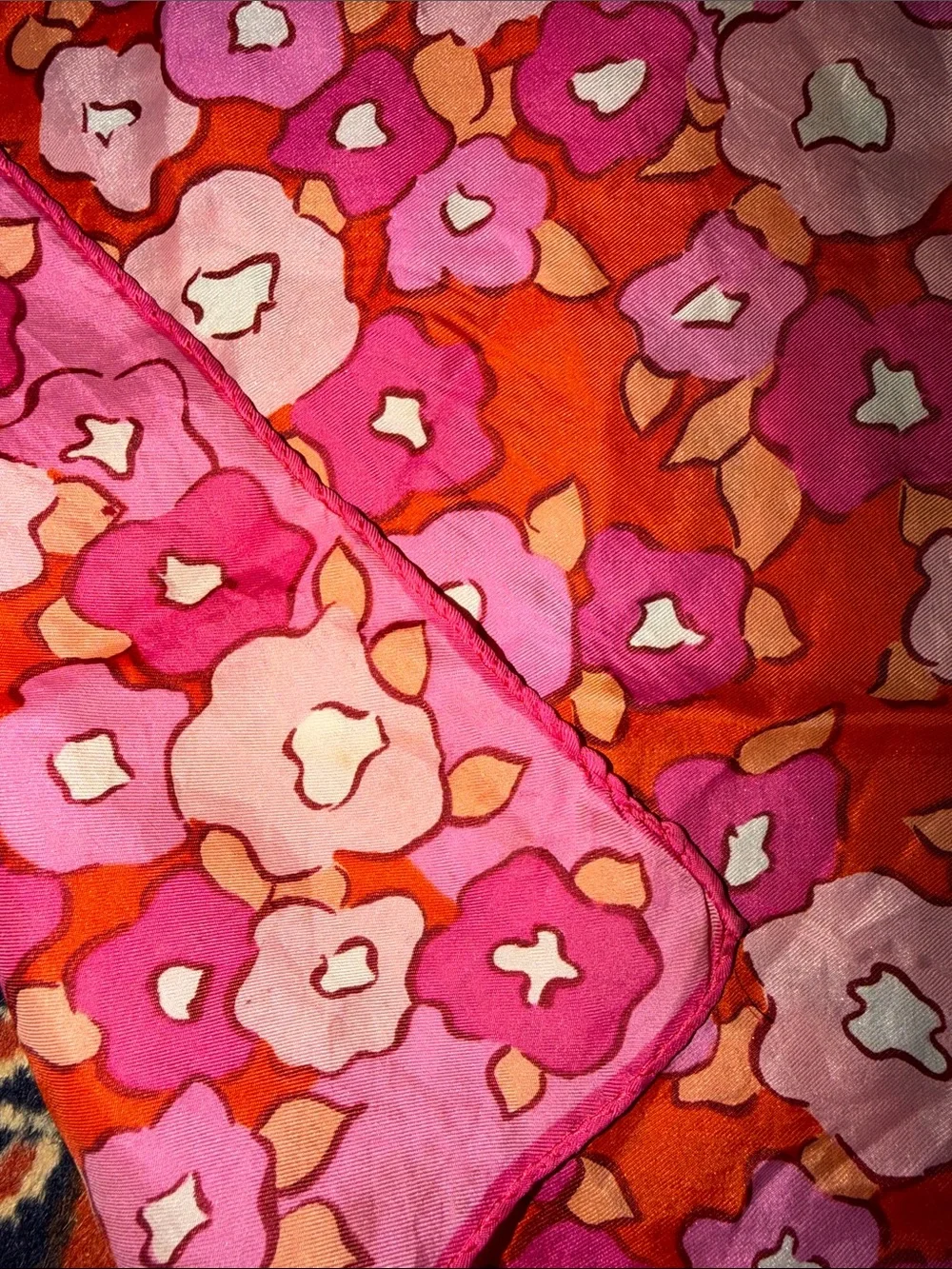 Vintage 1960s Vera Neumann Mod Floral 100% Silk Scarf